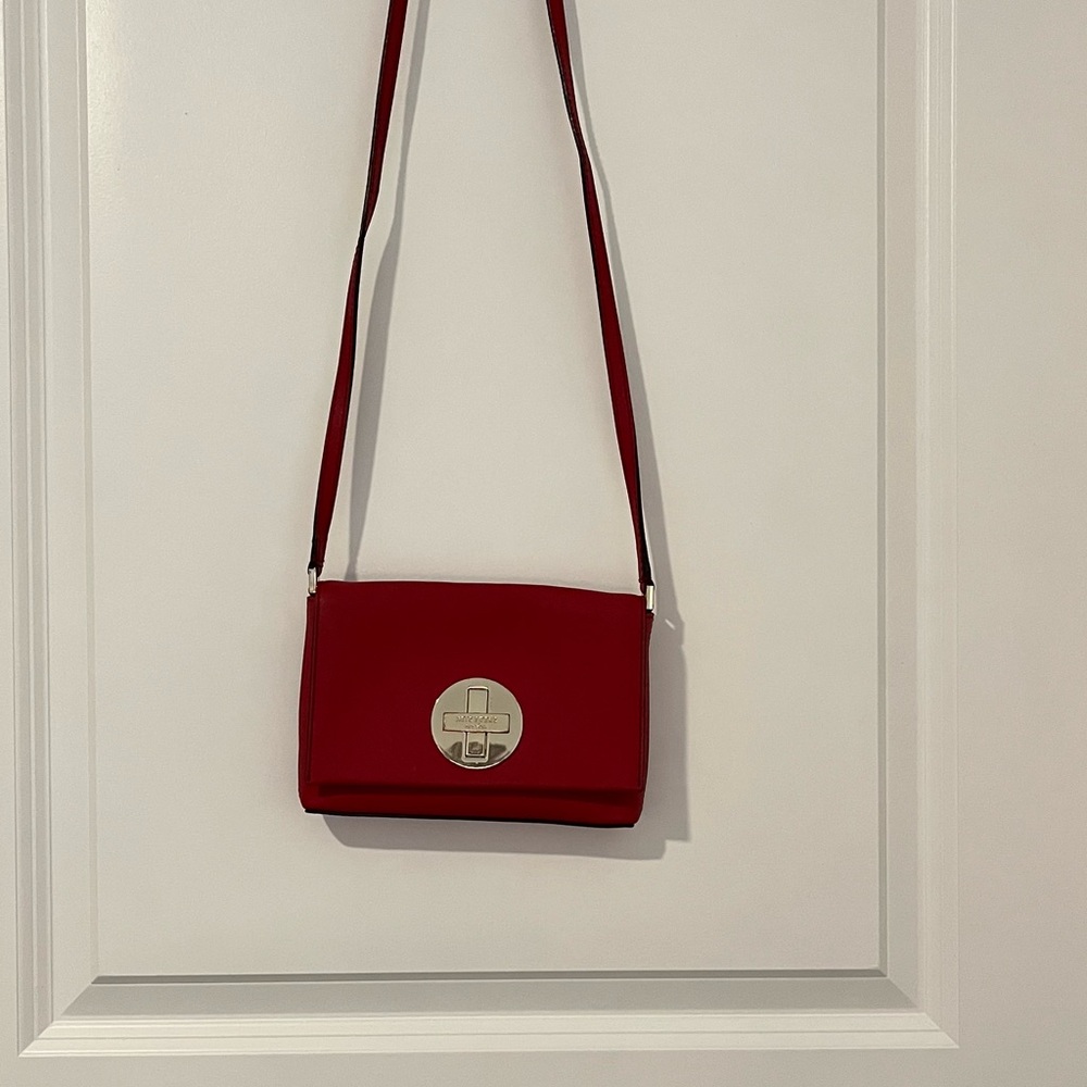 Kate Spade Red Crossbody Shoulder Bag with Turn-Lock Closure